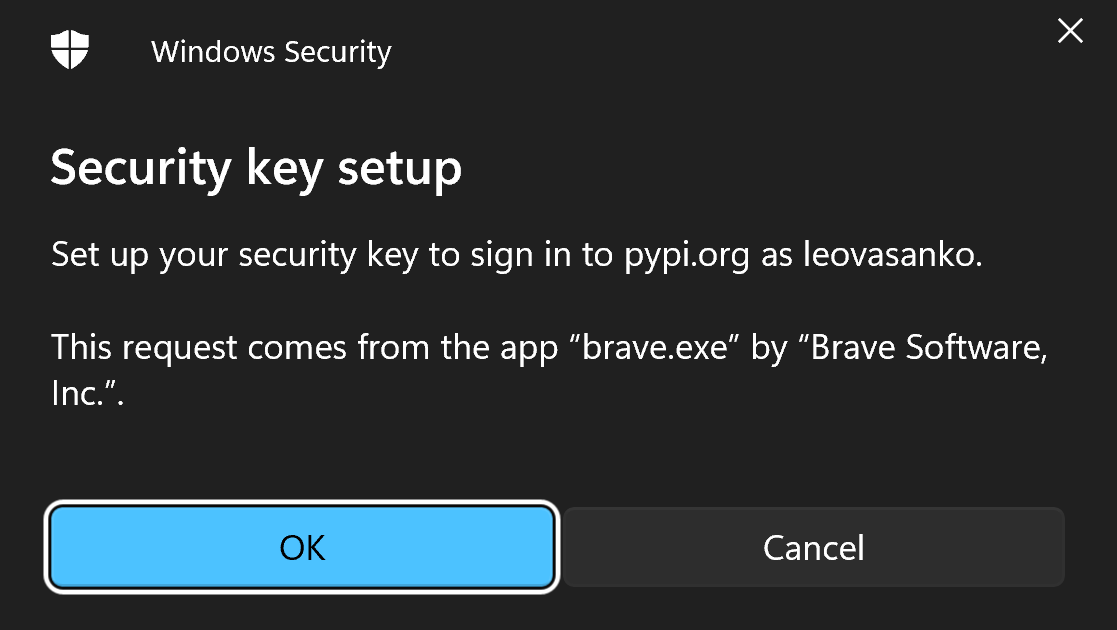 Setup to sign in to example.com as Username, from Browser